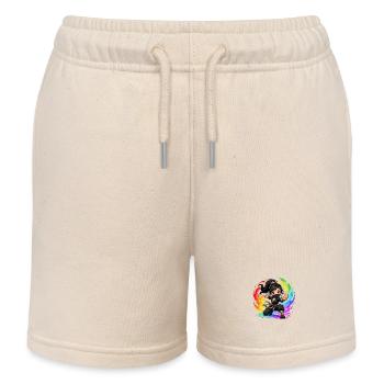 Regenbogen Ninja im Farbwirbel - Kinder Organic Joggingshorts Mini Bolter von Stanley/Stella - Natur - Vorne