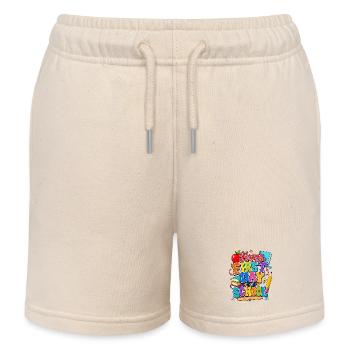 Happy First Day of School Books - Kids Organic Sweat Shorts by Stanley/Stella - soft Ecru - Front