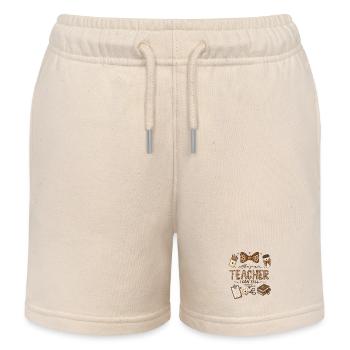 She's a Teacher I Can Tell | Cute Leopard Teacher  - Kids Organic Sweat Shorts by Stanley/Stella - soft Ecru - Front