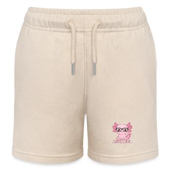 Asksalotl with glasses axolotl cute aquarium newt - Kids Organic Sweat Shorts by Stanley/Stella - soft Ecru - Front