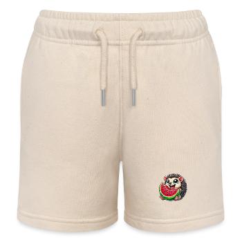 Cute hedgehog eating watermelon summer fruity - Kids Organic Sweat Shorts by Stanley/Stella - soft Ecru - Front