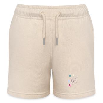 Hand signal with cross, stars and moon - Kids Organic Sweat Shorts by Stanley/Stella - soft Ecru - Front