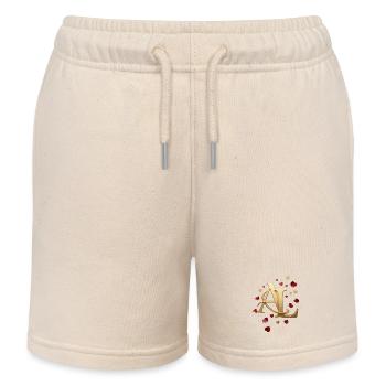 AL Monogramm in Gold mit Herzen - Kinder Organic Joggingshorts Mini Bolter von Stanley/Stella - Natur - Vorne