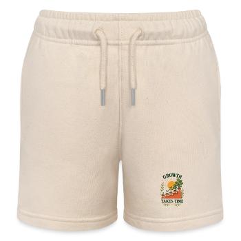 Growth Takes Time – Plant Growth Retro - Kids Organic Sweat Shorts by Stanley/Stella - soft Ecru - Front