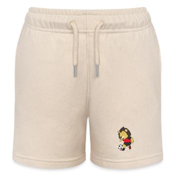 Lion Soccer Player Soccer - Kids Organic Sweat Shorts by Stanley/Stella - soft Ecru - Front