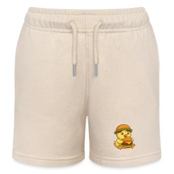Süßes Huhn Küken Cartoon Burger Lustig - Kinder Organic Joggingshorts Mini Bolter von Stanley/Stella - Natur - Vorne