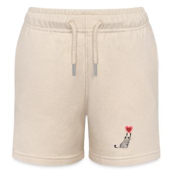 Heart paw cat grabs heart - Kids Organic Sweat Shorts by Stanley/Stella - soft Ecru - Front
