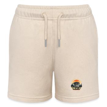 Retro Raccoon Sarcasm Doing My Best - Kids Organic Sweat Shorts by Stanley/Stella - soft Ecru - Front