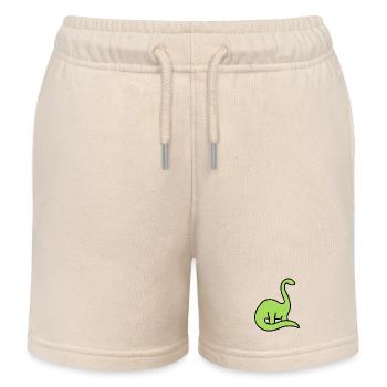 Lime Dino Silhouette auf Schwarz - Kinder Organic Joggingshorts Mini Bolter von Stanley/Stella - Natur - Vorne