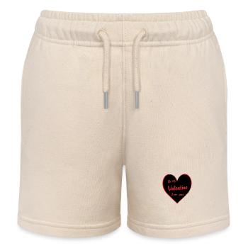 Valentine's Day Hearts Red Valentine - Kids Organic Sweat Shorts by Stanley/Stella - soft Ecru - Front