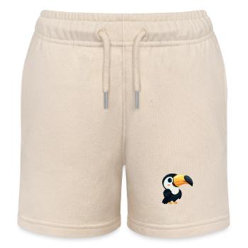 Minimalist Toucan with Blue Eyes - Design - Kids Organic Sweat Shorts by Stanley/Stella - soft Ecru - Front