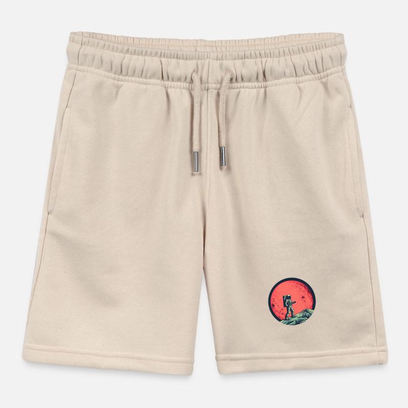 Astronaute sur la Lune devant Red Moon Short de jogging enfant bio Stanley/Stella