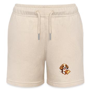 Beagle Dog avec pizza – Drôle de design pour animaux de compagnie - Short de jogging enfant bio Stanley/Stella - écru doux - Devant