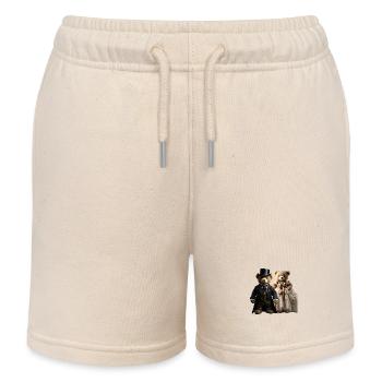 Deux ours en peluche heureux dans des vêtements de mariage - Short de jogging enfant bio Stanley/Stella - écru doux - Devant