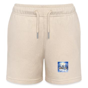 Snowy house - Kids Organic Sweat Shorts by Stanley/Stella - soft Ecru - Front