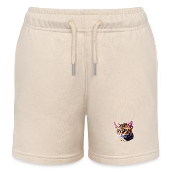 Katze Haustier Hauskatze Kätzchen Katzenbesitzer - Kinder Organic Joggingshorts Mini Bolter von Stanley/Stella - Natur - Vorne