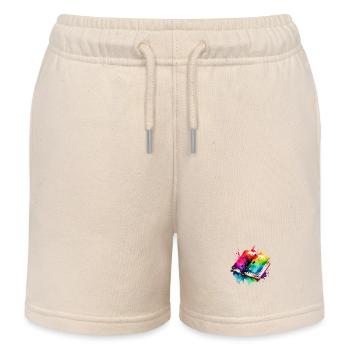 Book Reading Gift Books Reader Book Lover - Kids Organic Sweat Shorts by Stanley/Stella - soft Ecru - Front