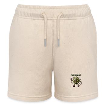 Crazy Veggies: Artichoke Power Walker Thumbs Up - Kids Organic Sweat Shorts by Stanley/Stella - soft Ecru - Front