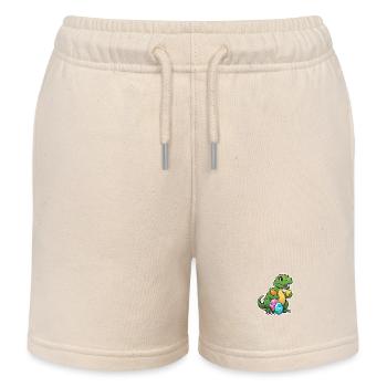 Dinosaur Easter Eggs Easter - Kids Organic Sweat Shorts by Stanley/Stella - soft Ecru - Front