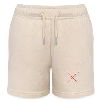 Red X - St. Andrew's Cross Grunge Style red - Kids Organic Sweat Shorts by Stanley/Stella - soft Ecru - Front