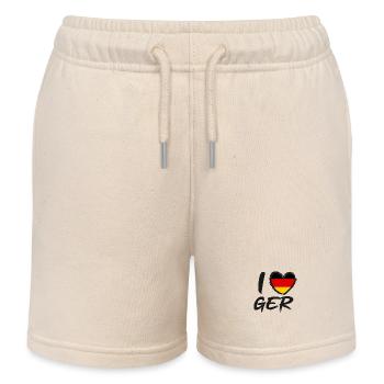 I Love Germany Deutschlandflagge Herz - Kinder Organic Joggingshorts Mini Bolter von Stanley/Stella - Natur - Vorne
