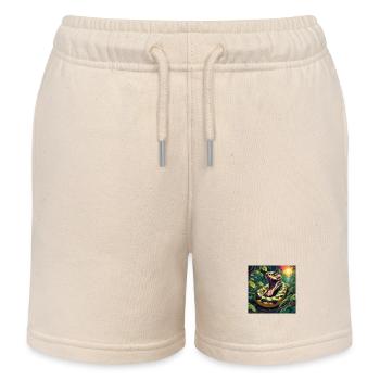 Python Snake - Kids Organic Sweat Shorts by Stanley/Stella - soft Ecru - Front