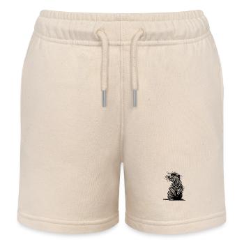 Suricate mignon avec de la fourrure et des rayures croisées - Short de jogging enfant bio Stanley/Stella - écru doux - Devant