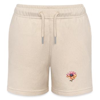 Beautiful flower with red and yellow accent - Kids Organic Sweat Shorts by Stanley/Stella - soft Ecru - Front