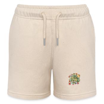Bonjour le printemps Bonjour les fleurs de soleil de printemps - Short de jogging enfant bio Stanley/Stella - écru doux - Devant