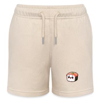 Maki the Kawaii Cute Sushi - Kids Organic Sweat Shorts by Stanley/Stella - soft Ecru - Front