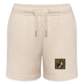 Junges Mädchen mit floralen Ornamenten - Kinder Organic Joggingshorts Mini Bolter von Stanley/Stella - Natur - Vorne