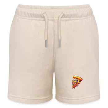 Happy Pizza Face - Kids Organic Sweat Shorts by Stanley/Stella - soft Ecru - Front