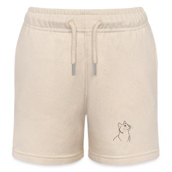 Katze schaut nach oben in schwarz - Kinder Organic Joggingshorts Mini Bolter von Stanley/Stella - Natur - Vorne