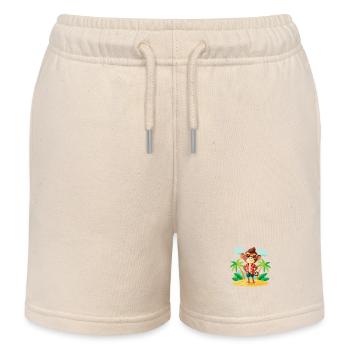 Jungle Junior: Playful Monkey Adventure - Kids Organic Sweat Shorts by Stanley/Stella - soft Ecru - Front