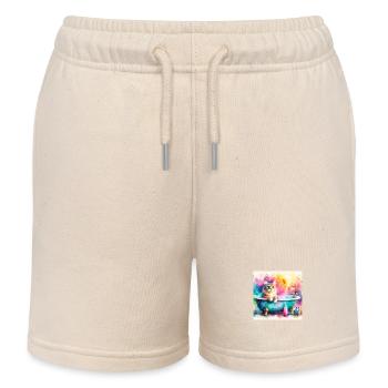 A cat in my bathtub - Kids Organic Sweat Shorts by Stanley/Stella - soft Ecru - Front