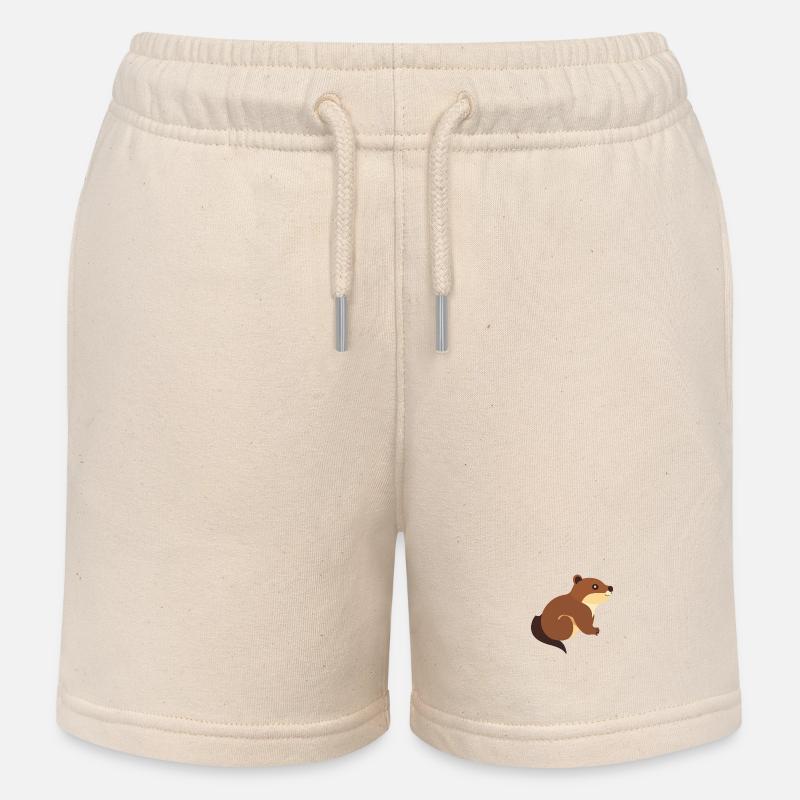 Castor à fourrure brune - Short de jogging enfant bio Stanley/Stella - écru doux