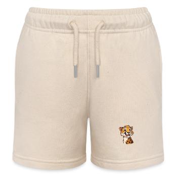 Friendly smiling cheetah for you - Kids Organic Sweat Shorts by Stanley/Stella - soft Ecru - Front