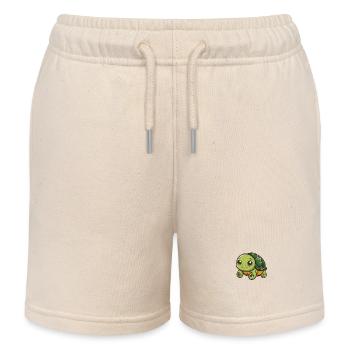 Cute turtle with big eyes - Kids Organic Sweat Shorts by Stanley/Stella - soft Ecru - Front