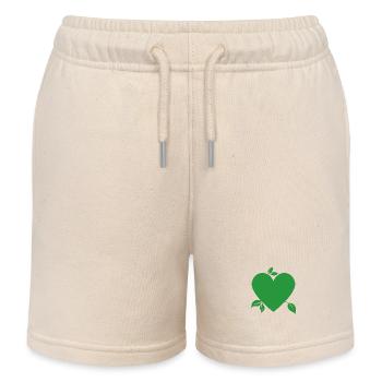 Green heart, we must love nature - Kids Organic Sweat Shorts by Stanley/Stella - soft Ecru - Front