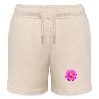 rosa Blume rosa Blüte Sommeraster - Kinder Organic Joggingshorts Mini Bolter von Stanley/Stella - Natur - Vorne