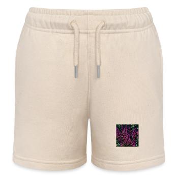 Lila Blüten - Kinder Organic Joggingshorts Mini Bolter von Stanley/Stella - Natur - Vorne