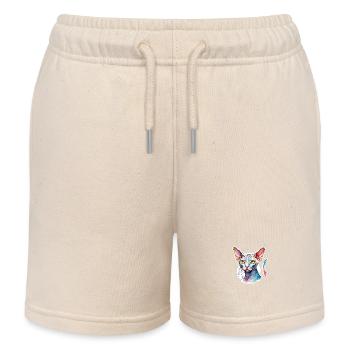 Sphynx Katze Wasserfarben - Kinder Organic Joggingshorts Mini Bolter von Stanley/Stella - Natur - Vorne