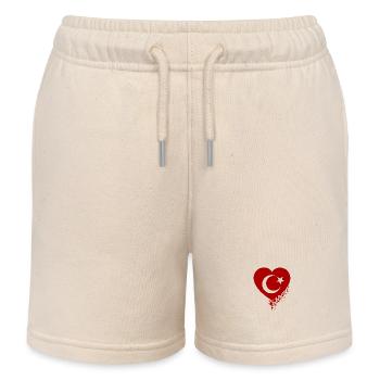Bleeding Heart Turkey - Kids Organic Sweat Shorts by Stanley/Stella - soft Ecru - Front