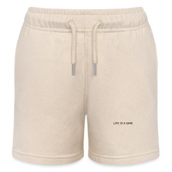 LIFE IS A GAME - pixel lettering - Kids Organic Sweat Shorts by Stanley/Stella - soft Ecru - Front
