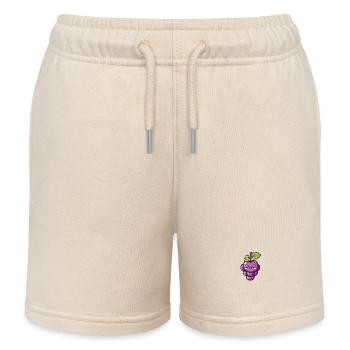 Raisin heureux dans le style de dessin animé violet - Short de jogging enfant bio Stanley/Stella - écru doux - Devant