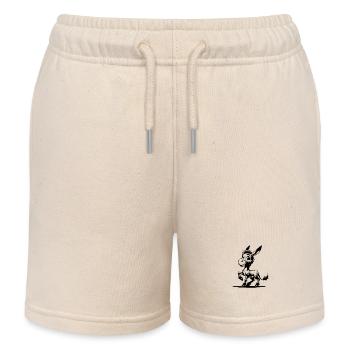 Petit âne aux longues oreilles dessin au crayon - Short de jogging enfant bio Stanley/Stella - écru doux - Devant