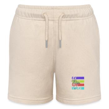 Eat, Sleep, Surf, Repeat - Kids Organic Sweat Shorts by Stanley/Stella - soft Ecru - Front