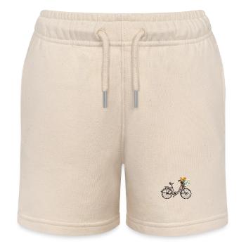 Vélo vintage avec panier de fleurs - Short de jogging enfant bio Stanley/Stella - écru doux - Devant
