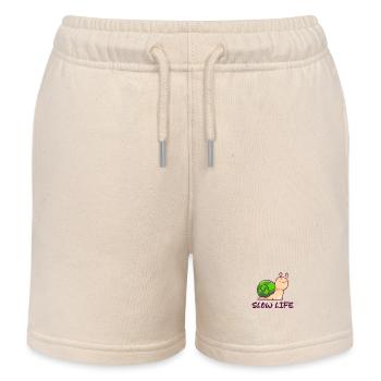 Slow Life Snail - Kids Organic Sweat Shorts by Stanley/Stella - soft Ecru - Front