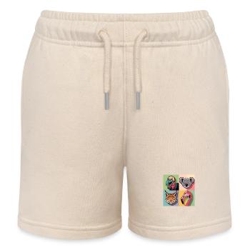 Pop Art Colorful Vulture Koala Lynx Flamimgo - Kids Organic Sweat Shorts by Stanley/Stella - soft Ecru - Front